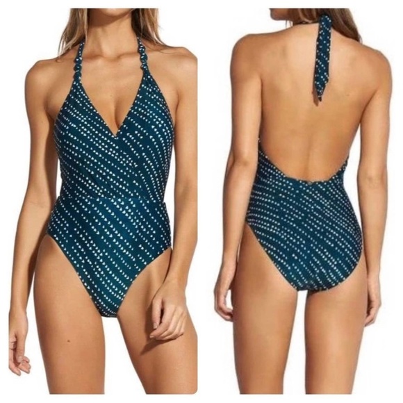 Vix Paula Hermanny one piece swimsuit ventana halter tie maroon red small NWT - Picture 10 of 10